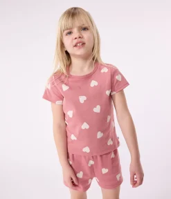 Petit Bateau Schlafanzüge, Nachthemden*Kinder-Kurzpyjama aus Baumwolle mit Herz-Motiv rosa ROSEWOOD/ MARSHMALLOW