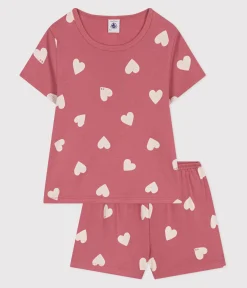Petit Bateau Schlafanzüge, Nachthemden*Kinder-Kurzpyjama aus Baumwolle mit Herz-Motiv rosa ROSEWOOD/ MARSHMALLOW