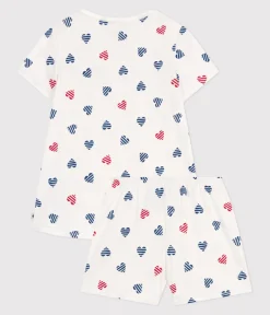 Petit Bateau Schlafanzüge, Nachthemden*Kinder-Kurzpyjama aus Baumwolle mit Herzmotiv weiss MARSHMALLOW/weiss MULTICO