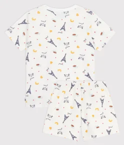 Petit Bateau Schlafanzüge, Pyjamas|Schlafanzüge, Nachthemden*Kinder-Kurzpyjama aus Baumwolle mit Paris-Motiven weiss MARSHMALLOW/weiss MULTICO