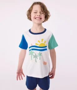 Petit Bateau Schlafanzüge, Pyjamas*Kinder-Kurzpyjama aus Baumwolle weiss MARSHMALLOW/weiss MULTICO