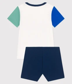Petit Bateau Schlafanzüge, Pyjamas*Kinder-Kurzpyjama aus Baumwolle weiss MARSHMALLOW/weiss MULTICO