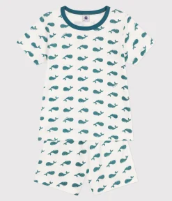 Petit Bateau Schlafanzüge, Pyjamas*Kinder-Kurzpyjama aus Baumwolle mit Walmotiv grün MARSHMALLOW/ DRAGONFLY