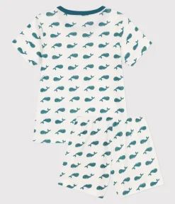 Petit Bateau Schlafanzüge, Pyjamas*Kinder-Kurzpyjama aus Baumwolle mit Walmotiv grün MARSHMALLOW/ DRAGONFLY