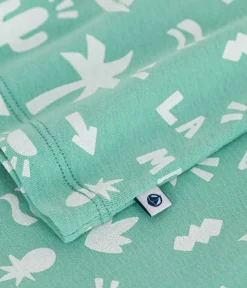 Petit Bateau Schlafanzüge, Pyjamas*Kinder-Kurzpyjama aus bedruckter Baumwolle grün ALOEVERA/weiss MARSHMALLOW