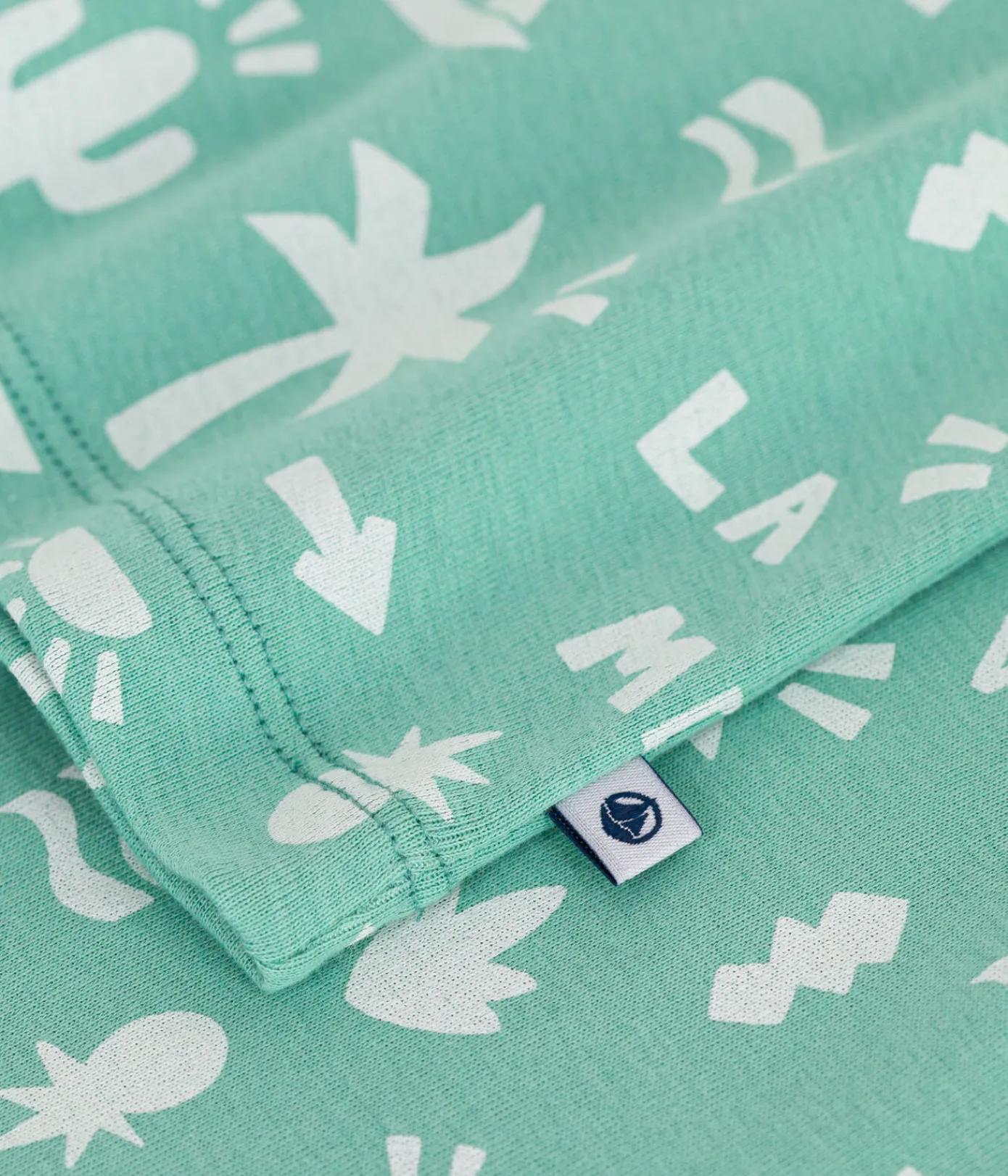 Petit Bateau Schlafanzüge, Pyjamas*Kinder-Kurzpyjama aus bedruckter Baumwolle grün ALOEVERA/weiss MARSHMALLOW