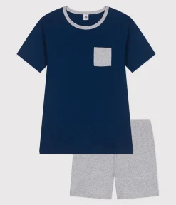 Petit Bateau Herren|Schlafanzüge, Pyjamas*Kinder-Kurzpyjama aus einfarbigger Baumwolle INCOGNITO/ FUMEE