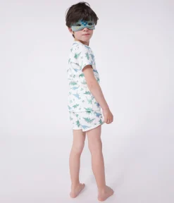 Petit Bateau Schlafanzüge, Pyjamas|Schlafanzüge, Nachthemden*Kinder-Kurzpyjama zum Verkleiden aus Baumwolle mit Dinos weiss MARSHMALLOW/weiss MULTICO