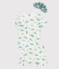 Petit Bateau Schlafanzüge, Pyjamas|Schlafanzüge, Nachthemden*Kinder-Kurzpyjama zum Verkleiden aus Baumwolle mit Dinos weiss MARSHMALLOW/weiss MULTICO