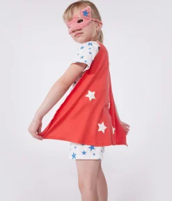 Petit Bateau Schlafanzüge, Pyjamas|Schlafanzüge, Nachthemden*Kinder-Kurzpyjama zum Verkleiden aus phoshoreszierender Baumwolle mit Cape weiss MARSHMALLOW/weiss MULTICO