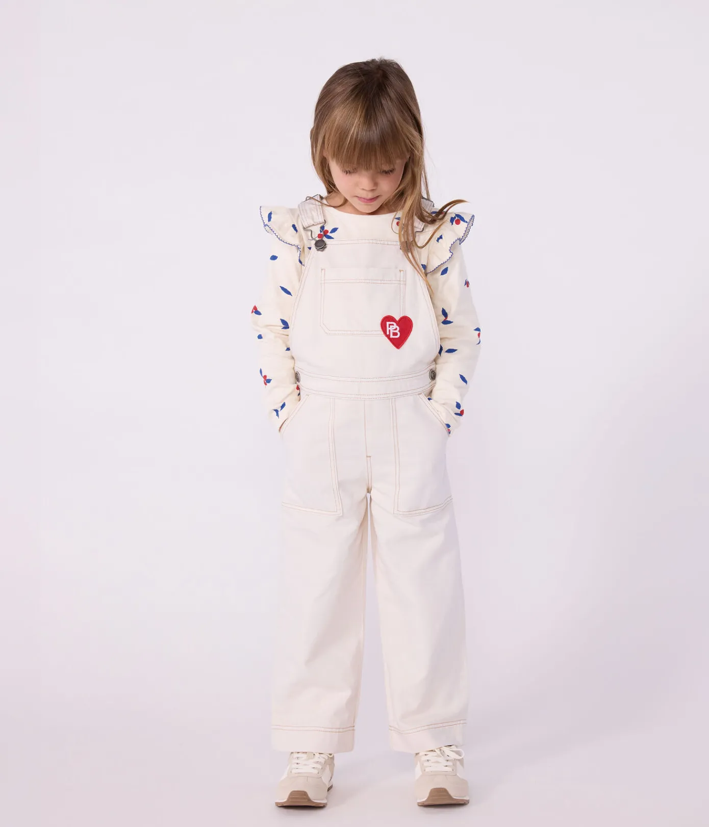 Petit Bateau Shorts, Hosen, Leggings*Kinder-Latzhose aus einfarbigem Denim naturfarben MILK