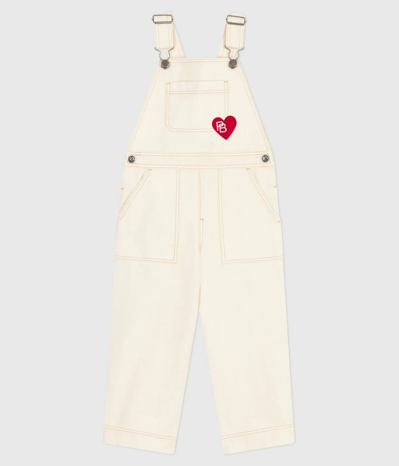 Petit Bateau Shorts, Hosen, Leggings*Kinder-Latzhose aus einfarbigem Denim naturfarben MILK