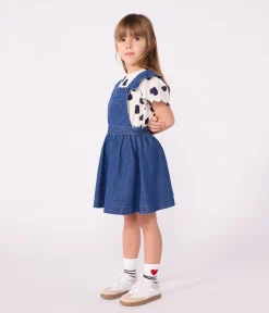 Petit Bateau Kleider, Röcke*Kinder-Latzkleid aus Denim blau DENIM MOYEN