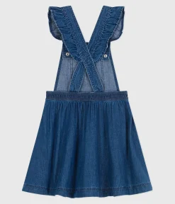 Petit Bateau Kleider, Röcke*Kinder-Latzkleid aus Denim blau DENIM MOYEN