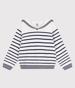 Petit Bateau Sweatshirts, Pullover, Cardigans*Kinder-Matrosenpullover aus Baumwolle mit Streifen blau MARSHMALLOW/ SOIR