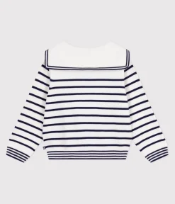 Petit Bateau Sweatshirts, Pullover, Cardigans*Kinder-Matrosenpullover aus Baumwolle mit Streifen blau MARSHMALLOW/ SOIR