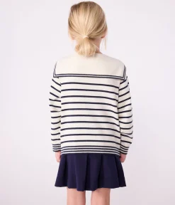 Petit Bateau Sweatshirts, Pullover, Cardigans*Kinder-Matrosenpullover aus Baumwolle mit Streifen blau MARSHMALLOW/ SOIR