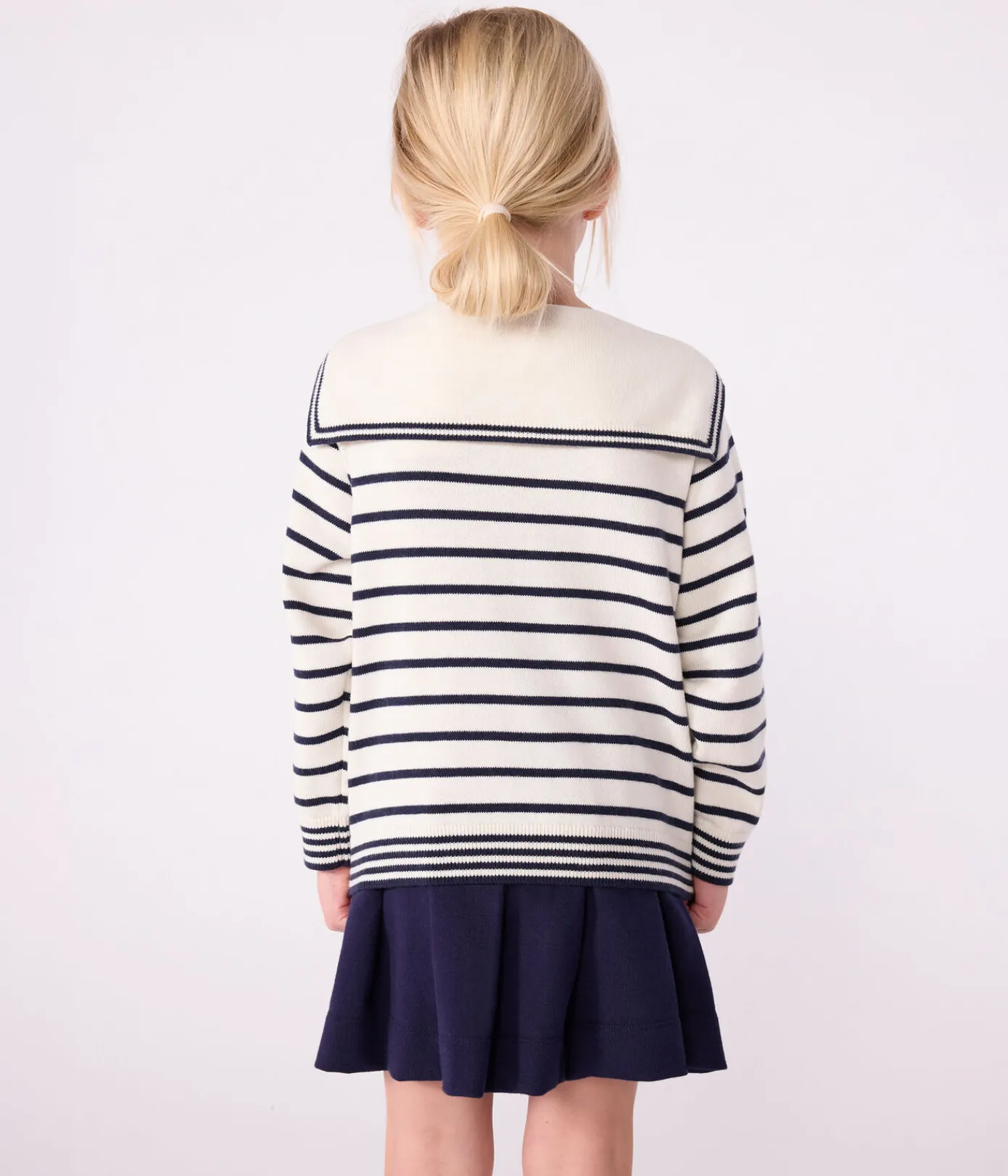 Petit Bateau Sweatshirts, Pullover, Cardigans*Kinder-Matrosenpullover aus Baumwolle mit Streifen blau MARSHMALLOW/ SOIR