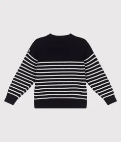 Petit Bateau Sweatshirts, Pullover, Cardigans*Kinder-Matrosenpullover aus Wolle und Baumwolle mit Streifen blau SMOKING/weiss MARSHMALLOW