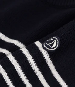 Petit Bateau Sweatshirts, Pullover, Cardigans*Kinder-Matrosenpullover aus Wolle und Baumwolle mit Streifen blau SMOKING/weiss MARSHMALLOW