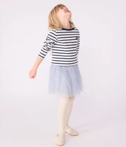 Petit Bateau Sweatshirts, Pullover, Cardigans|Sweatshirts, Pullover, Cardigans*Kinder-Matrosenshirt aus Bio-Baumwolle weiss MARSHMALLOW/blau SMOKING