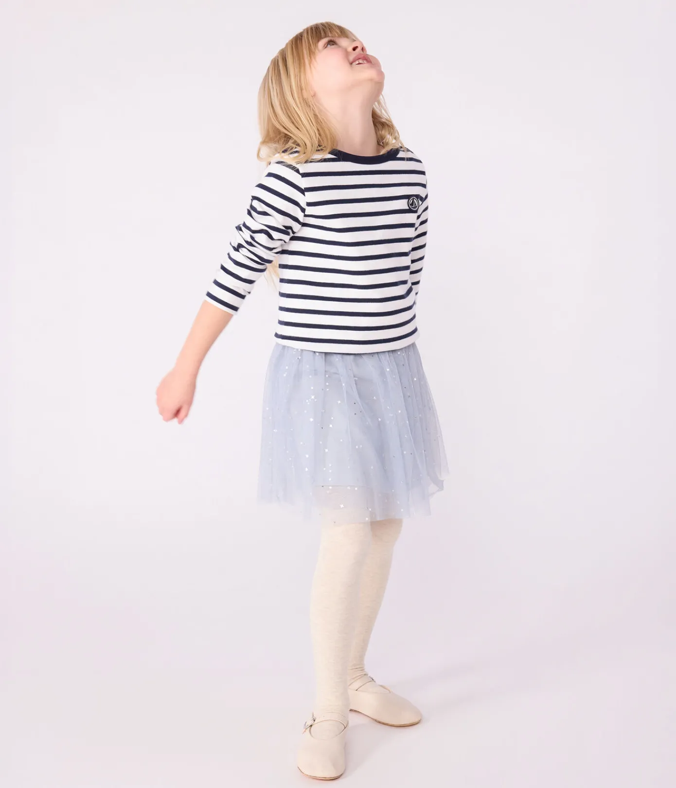 Petit Bateau Sweatshirts, Pullover, Cardigans|Sweatshirts, Pullover, Cardigans*Kinder-Matrosenshirt aus Bio-Baumwolle weiss MARSHMALLOW/blau SMOKING