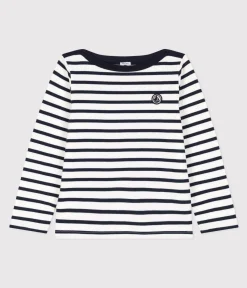 Petit Bateau Sweatshirts, Pullover, Cardigans|Sweatshirts, Pullover, Cardigans*Kinder-Matrosenshirt aus Bio-Baumwolle weiss MARSHMALLOW/blau SMOKING