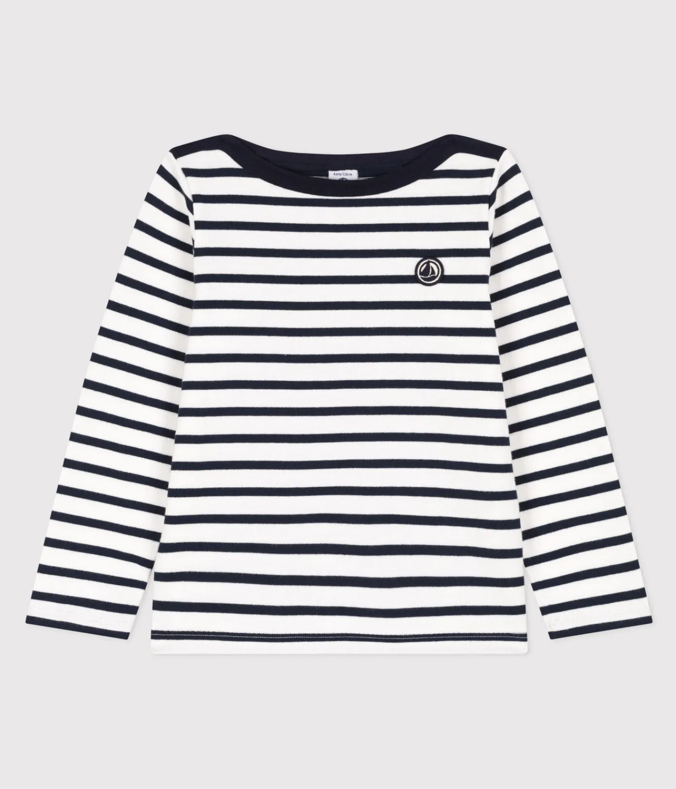 Petit Bateau Sweatshirts, Pullover, Cardigans|Sweatshirts, Pullover, Cardigans*Kinder-Matrosenshirt aus Bio-Baumwolle weiss MARSHMALLOW/blau SMOKING