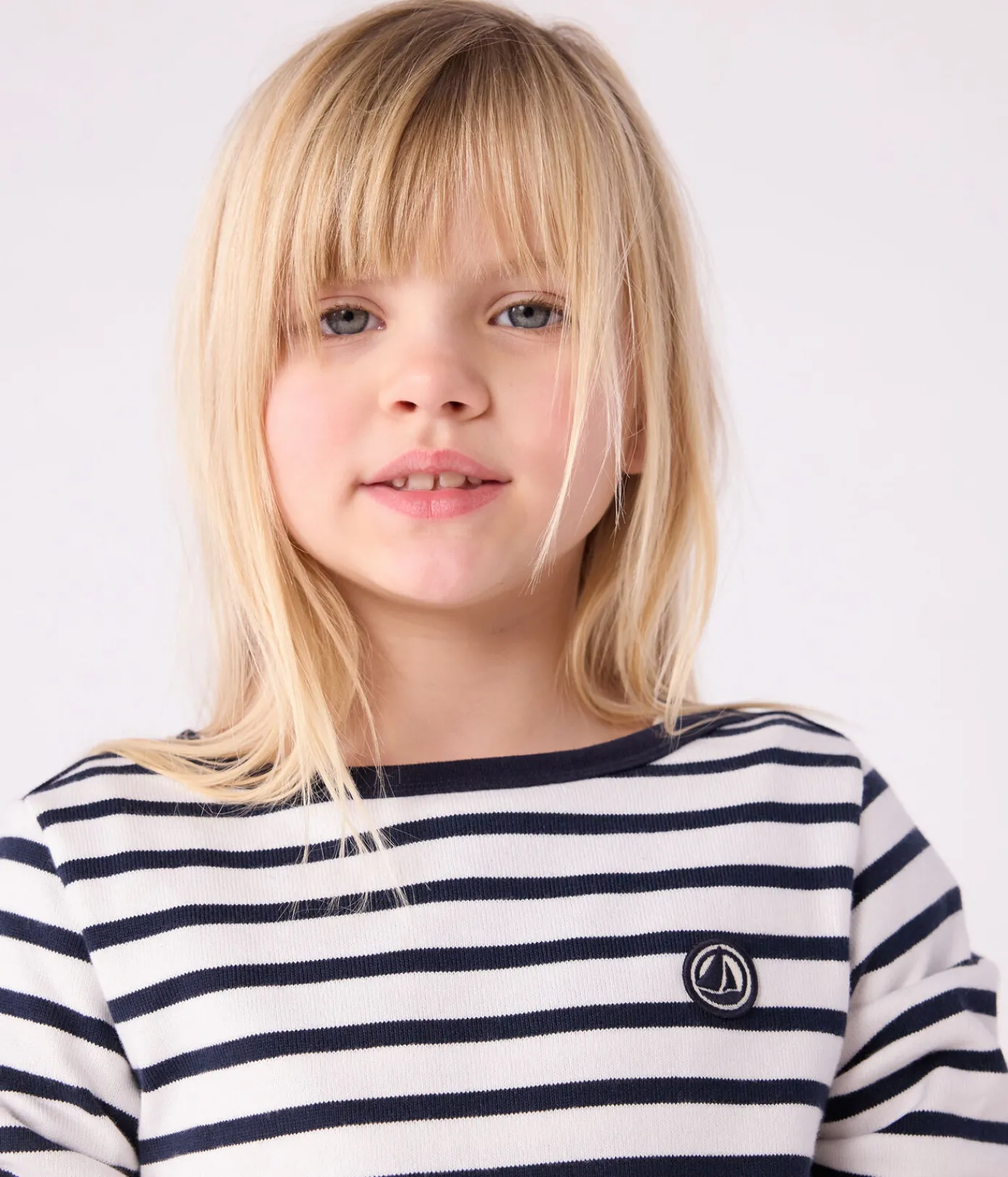 Petit Bateau Sweatshirts, Pullover, Cardigans|Sweatshirts, Pullover, Cardigans*Kinder-Matrosenshirt aus Bio-Baumwolle weiss MARSHMALLOW/blau SMOKING