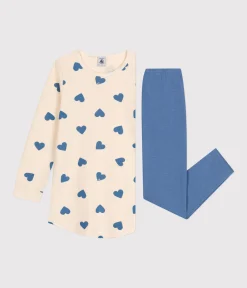 Petit Bateau Schlafanzüge, Nachthemden*Kinder-Nachthemd aus aufgerautem Molton mit Herzen blau BEACH/ AVALANCHE