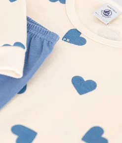 Petit Bateau Schlafanzüge, Nachthemden*Kinder-Nachthemd aus aufgerautem Molton mit Herzen blau BEACH/ AVALANCHE
