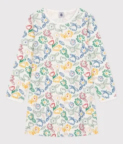 Petit Bateau Schlafanzüge, Nachthemden*Kinder-Nachthemd aus Baumwolle mit Blumenmotiv weiss MARSHMALLOW/weiss MULTICO