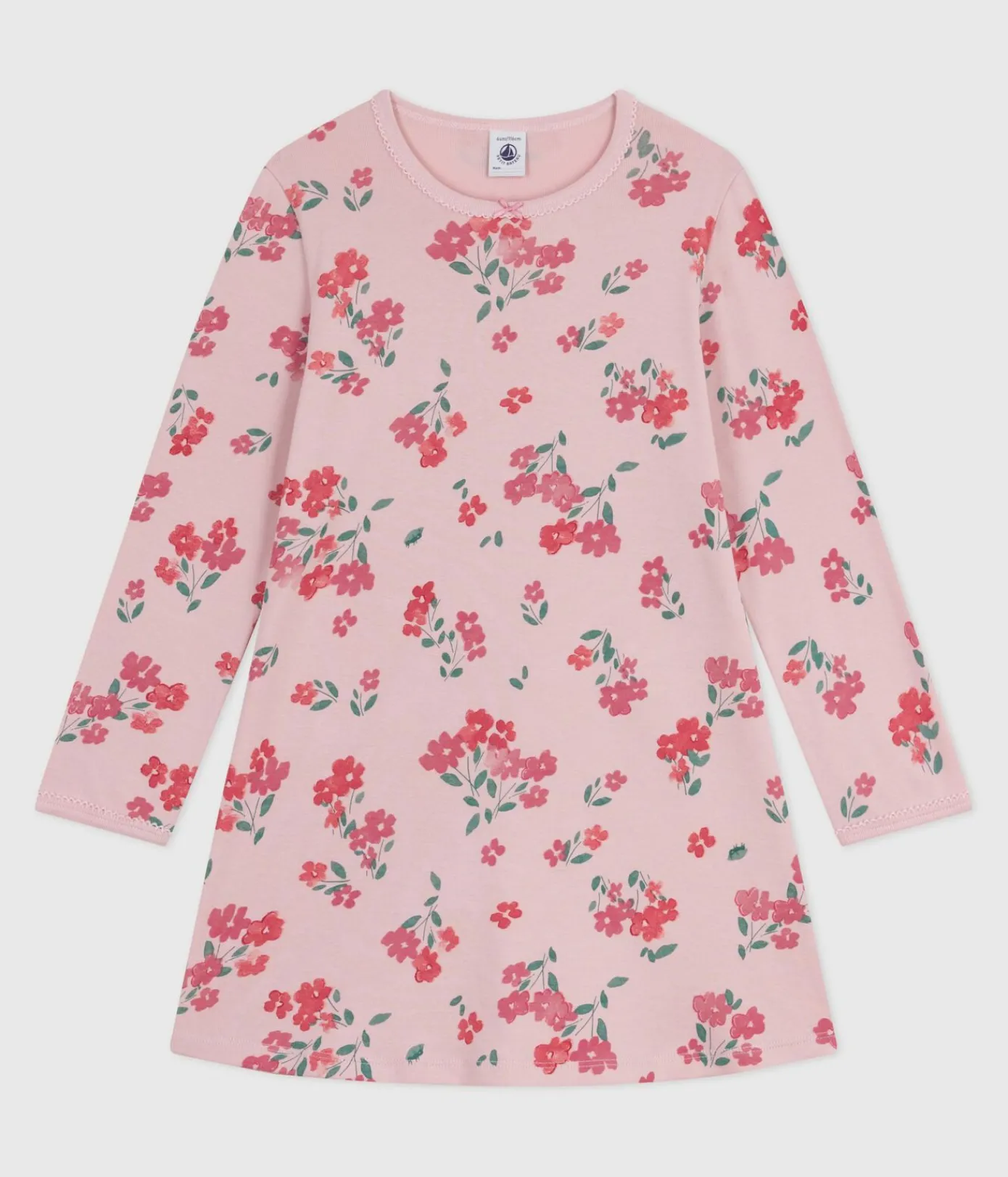 Petit Bateau Schlafanzüge, Nachthemden*Kinder-Nachthemd aus Baumwolle mit Blumenmotiv rosa JOLI/weiss MULTICO