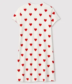 Petit Bateau Schlafanzüge, Nachthemden*Kindernachthemd aus Baumwolle mit Herzmotiv für Mädchen weiss MARSHMALLOW/ROT TERKUIT