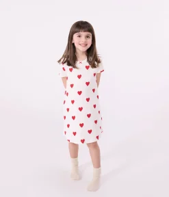 Petit Bateau Schlafanzüge, Nachthemden*Kindernachthemd aus Baumwolle mit Herzmotiv für Mädchen weiss MARSHMALLOW/ROT TERKUIT