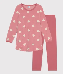 Petit Bateau Schlafanzüge, Nachthemden*Kinder-Nachthemd aus Nicki mit Herzmotiv rosa ROSEWOOD/ MARSHMALLOW