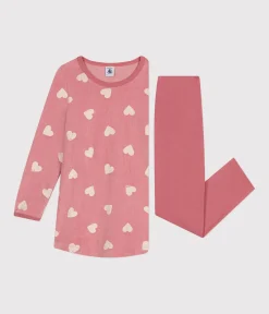 Petit Bateau Schlafanzüge, Nachthemden*Kinder-Nachthemd aus Nicki mit Herzmotiv rosa ROSEWOOD/ MARSHMALLOW