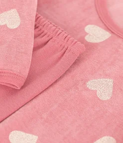 Petit Bateau Schlafanzüge, Nachthemden*Kinder-Nachthemd aus Nicki mit Herzmotiv rosa ROSEWOOD/ MARSHMALLOW