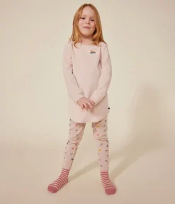 Petit Bateau Schlafanzüge, Nachthemden*Kinder-Nachthemd aus Nicki. rosa SALINE/weiss MULTICO