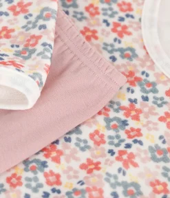 Petit Bateau Schlafanzüge, Nachthemden*Kinder-Nachthemd und Leggings aus Nicki mit Blumenmotiv rosa JOLI/weiss MULTICO