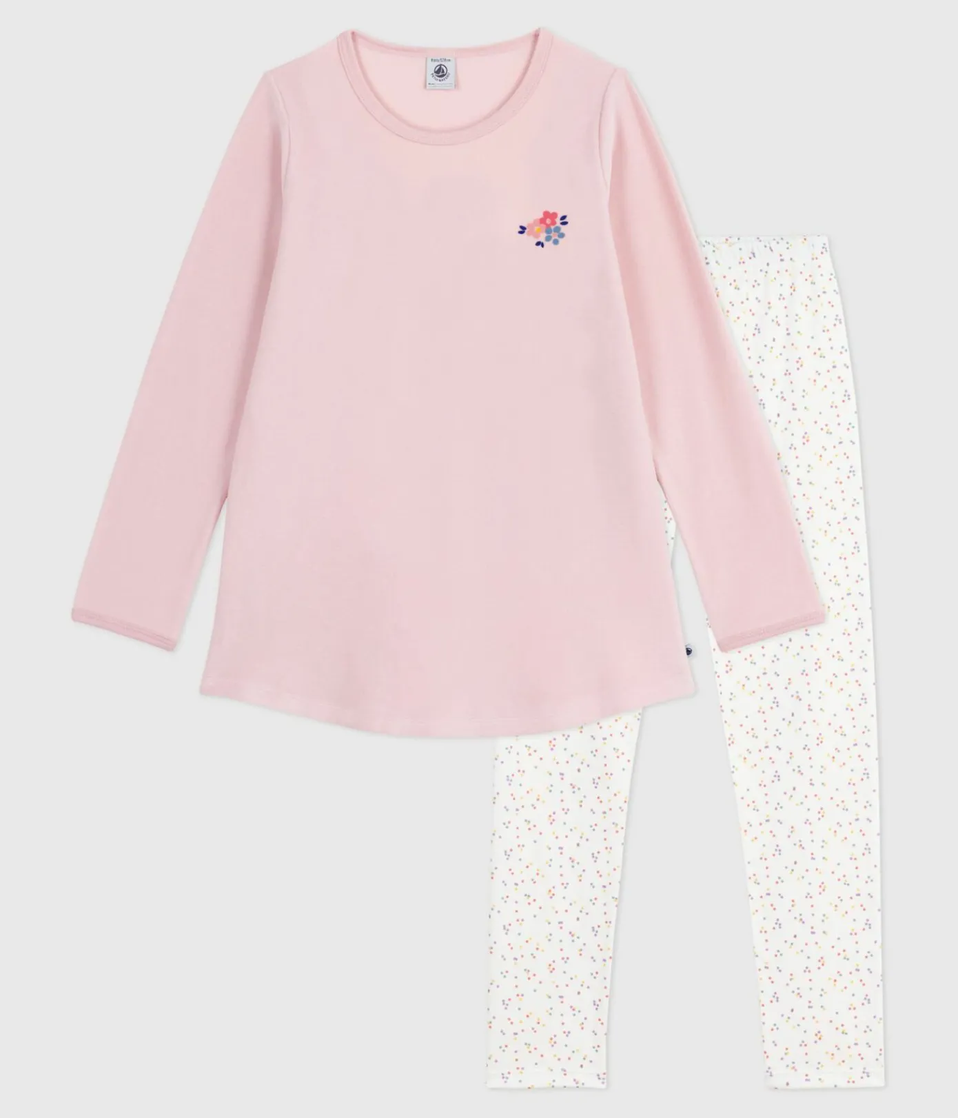 Petit Bateau Schlafanzüge, Nachthemden*Kinder-Nachthemd und Leggings aus Nicki rosa JOLI/weiss MULTICO