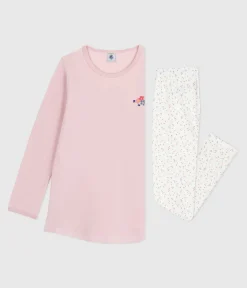 Petit Bateau Schlafanzüge, Nachthemden*Kinder-Nachthemd und Leggings aus Nicki rosa JOLI/weiss MULTICO
