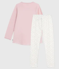 Petit Bateau Schlafanzüge, Nachthemden*Kinder-Nachthemd und Leggings aus Nicki rosa JOLI/weiss MULTICO