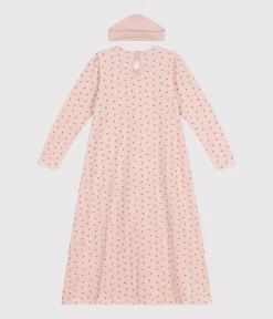 Petit Bateau Schlafanzüge, Nachthemden*Kinder-Nachthemd und Stirnband aus Nicki mit Herzmotiv rosa SALINE/ ROSEWOOD