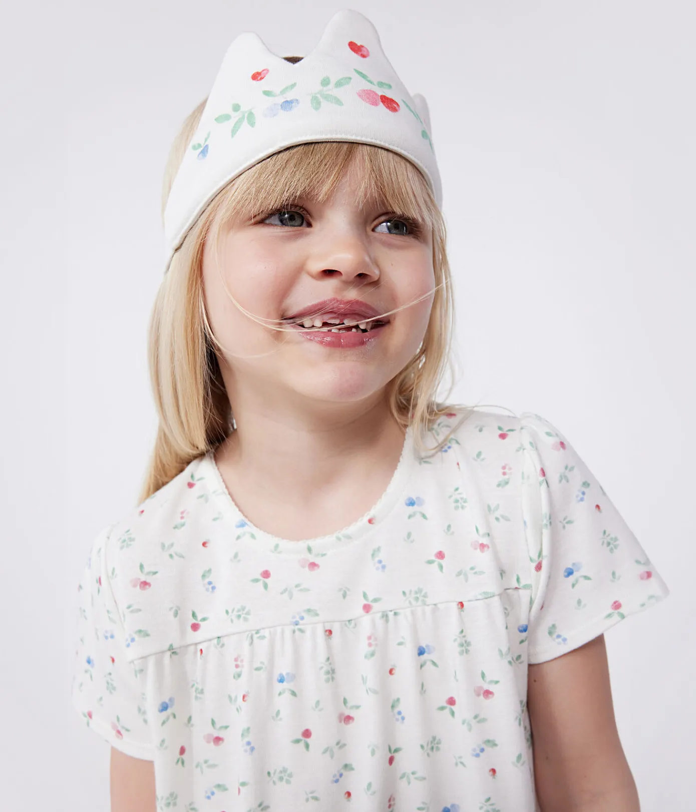 Petit Bateau Schlafanzüge, Nachthemden*Kinder-Nachthemd zum Verkleiden mit Stirnband aus Baumwolle weiss MARSHMALLOW/weiss MULTICO