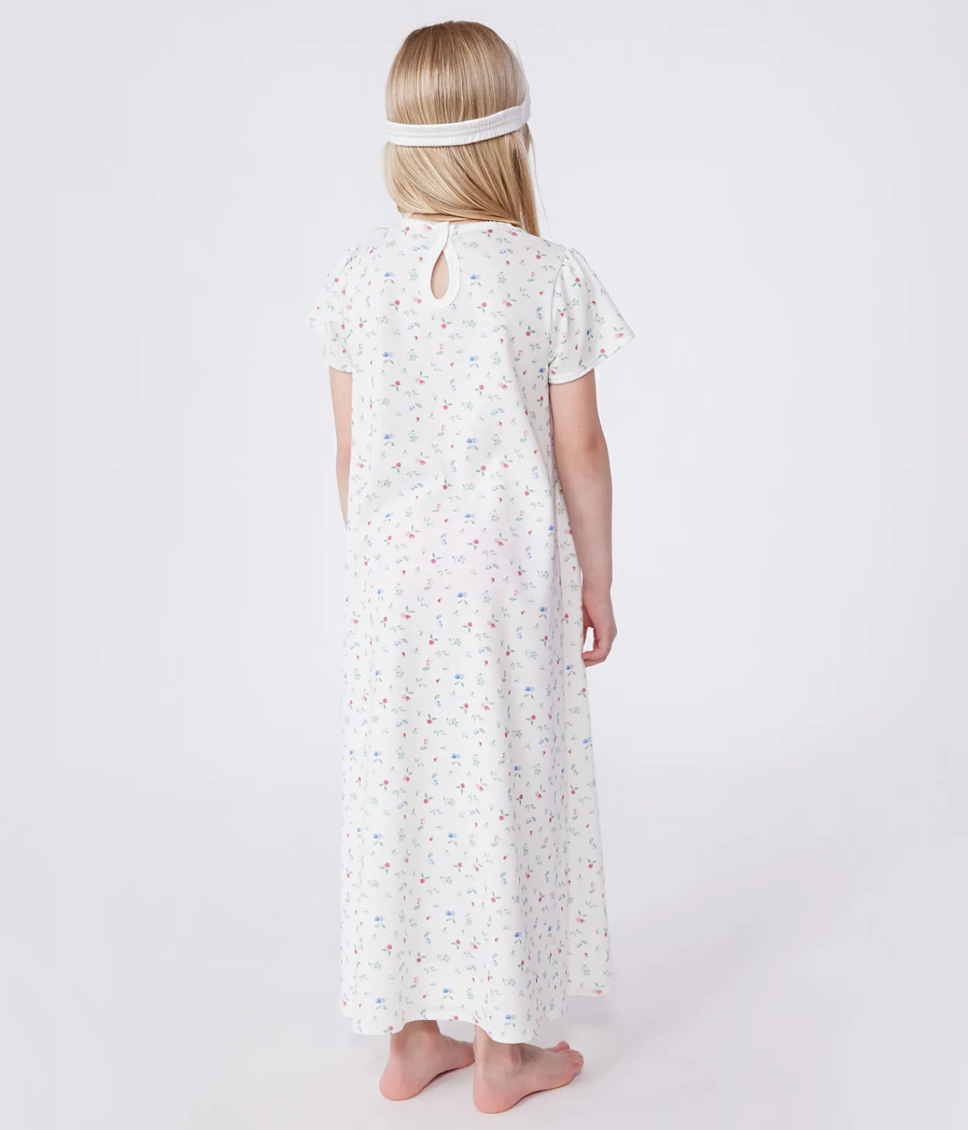 Petit Bateau Schlafanzüge, Nachthemden*Kinder-Nachthemd zum Verkleiden mit Stirnband aus Baumwolle weiss MARSHMALLOW/weiss MULTICO