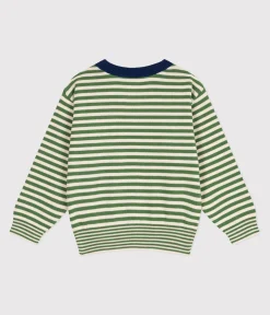 Petit Bateau Sweatshirts, Pullover, Cardigans|Sweatshirts, Pullover, Cardigans*Kinder-Pullover aus Baumwolle mit Streifen grün PALMERAIE/ AVALANCHE