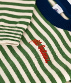 Petit Bateau Sweatshirts, Pullover, Cardigans|Sweatshirts, Pullover, Cardigans*Kinder-Pullover aus Baumwolle mit Streifen grün PALMERAIE/ AVALANCHE