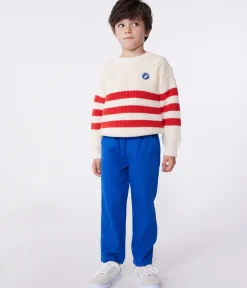 Petit Bateau Sweatshirts, Pullover, Cardigans|Sweatshirts, Pullover, Cardigans*Kinder-Pullover aus Baumwolle mit Streifen ROT AVALANCHE/ AURORA