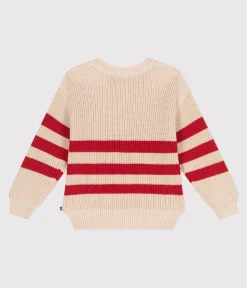 Petit Bateau Sweatshirts, Pullover, Cardigans|Sweatshirts, Pullover, Cardigans*Kinder-Pullover aus Baumwolle mit Streifen ROT AVALANCHE/ AURORA